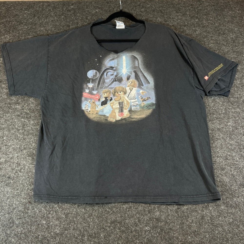 Vintage Y2K LEGO Star Wars T Shirt Mens 2XL Black Graphic Streetwear Tee